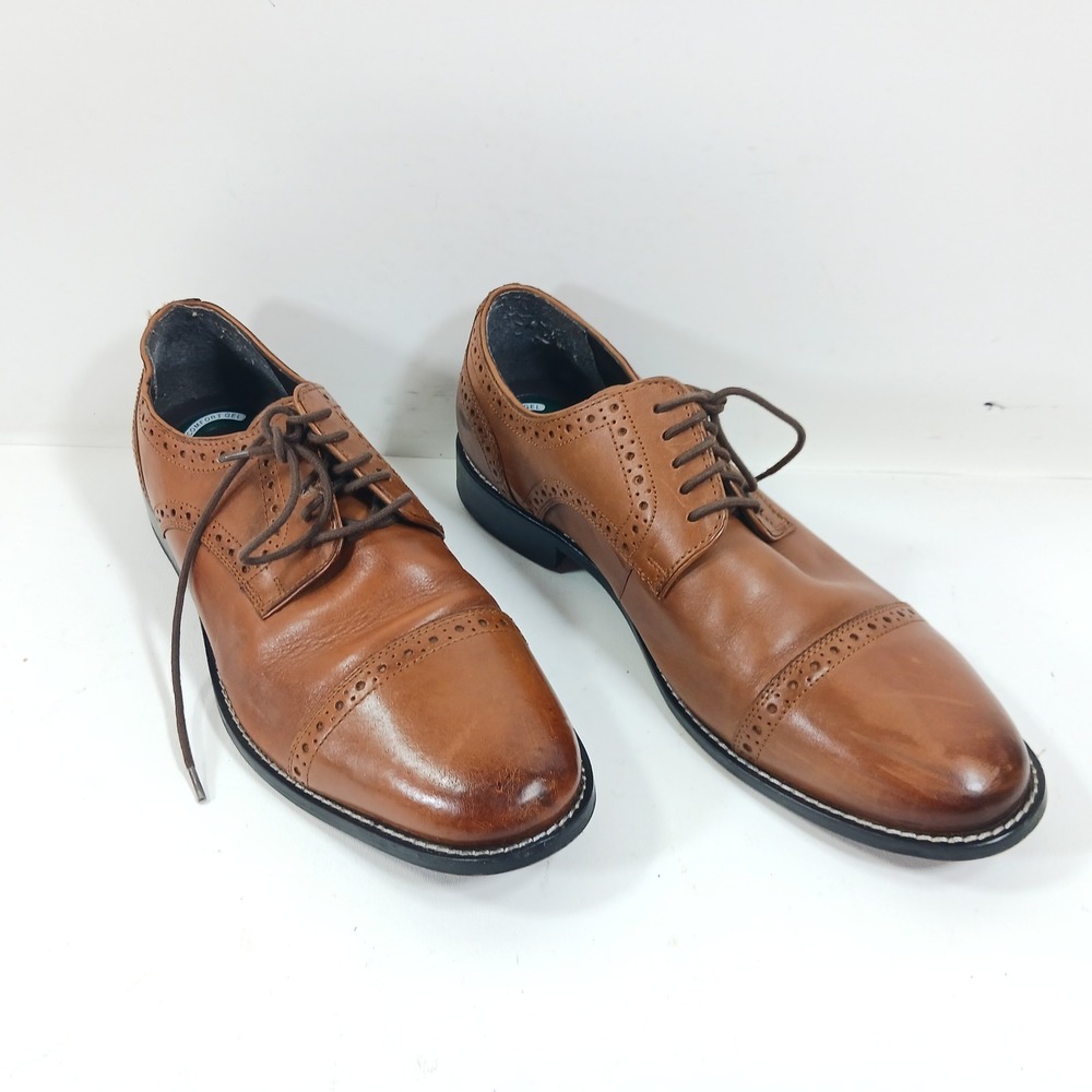Nunn Bush Mens 10.5 M‎ Brown Leather Cap Toe Brogue Oxford Dress Shoes 84526-221